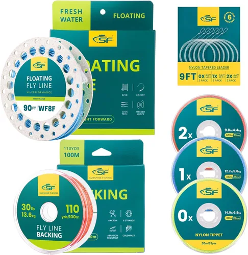 Miniatura 14 de SF Sedal de pesca con mosca con dos bucles soldados, flotante con peso hacia adelante, líneas de mosca WF2 3 4 5 6 7 8 9F multicolor para trucha