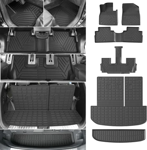 Miniatura 7 de powoq Tapete de suelo compatible con Honda Pilot 2016-2022 con alfombrilla de respaldo, forro de carga de repuesto para accesorios Honda Pilot