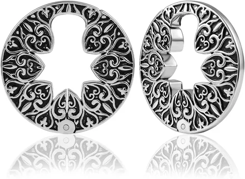 DOEARKO 2 piezas vintage corazón flor oreja suspensión pesos dilatador túneles dilatadores expansores piercing joyería corporal