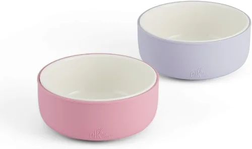 Elk and Friends Cuencos de porcelana para niños con manga de silicona | Alimentación para niños/niños pequeños/bebés | Apto para microondas y