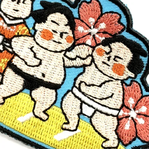Miniatura 3 de A-ONE Paquete de 2 unidades: mini parche bordado con icono de sumo + pin de solapa de bandera de Japón, recuerdo deportivo nacional, lucha de sumo