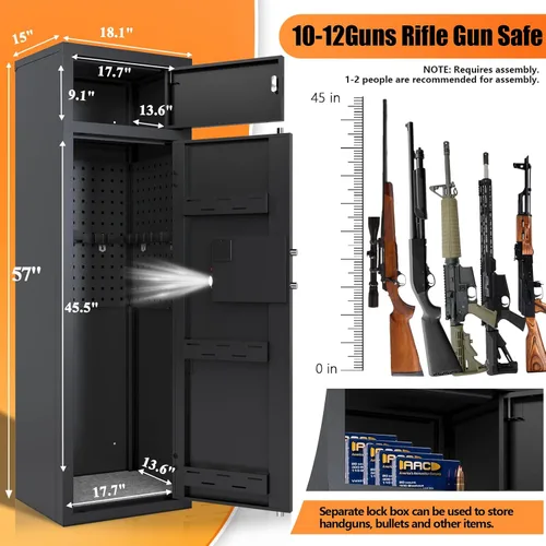 Miniatura 3 de KAER Caja fuerte para 12 15 armas para rifles y pistolas Gabinete electrónico para armas para rifles y escopetas Cajas fuertes grandes para rifles
