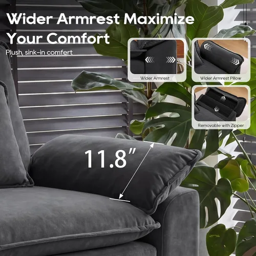 Miniatura 6 de URRED Sofá modular de gran tamaño, 122 pulgadas en forma de U moderno y cómodo sofá nube con otomana móvil y almohadas, sofás de asiento profundo