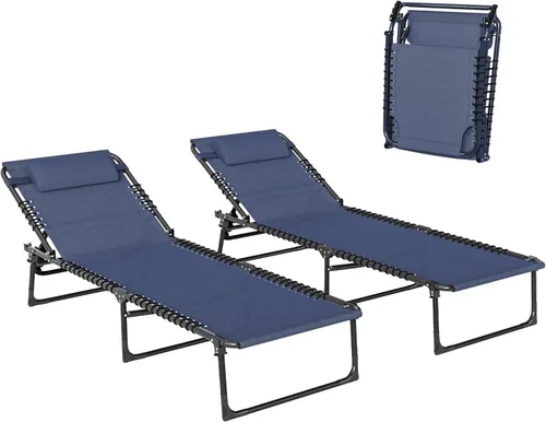 Miniatura 23 de Outsunny Silla Tumbona Plegable, Silla de Bronceado para Patio, Tumbona para Exteriores con Respaldo Reclinable de 4 Posiciones, Asiento de Malla