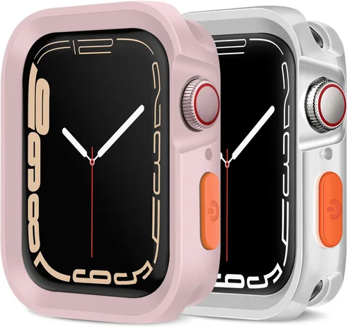 Miniatura 27 de Amizee Paquete de 2 fundas resistentes compatibles con Apple Watch Series 9/8/7 de 1.772 pulgadas, SE 3/2/1 Series 6/5/4 de 1.732 pulgadas, TPU