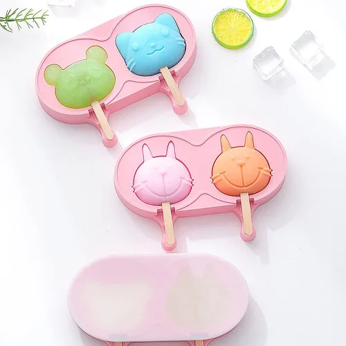 Miniatura 5 de Moldes para paletas de hielo, paquete de 6 moldes de helado de fácil liberación con tapas, divertidos moldes de silicona reutilizables de animales