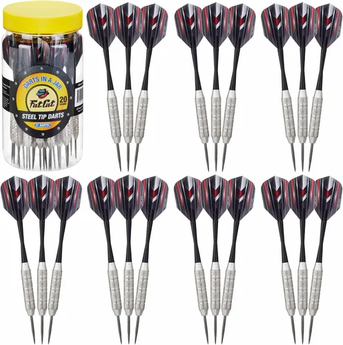 Miniatura 7 de Punta de acero de dardos Fat Cat Darts in a Jar con recipiente de almacenamiento/Viaje, 19 Gramos (15, 21 y 27 unidades de dardos)