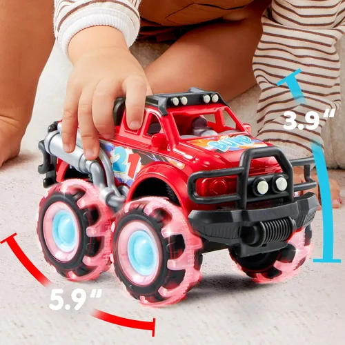 Miniatura 5 de Vroomix Paquete de 3 Camiones Monstruo de Juguete - Camión de Juguete con Ruedas LED Intermitentes - Autos que se Iluminan para Niños Pequeños