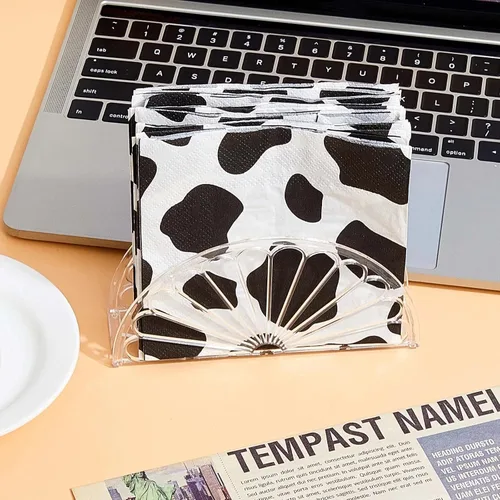 Miniatura 5 de Suclain 24 servilleteros de plástico con diseño de abanico de pañuelos, organizador independiente con forma de soporte de papel para cocina