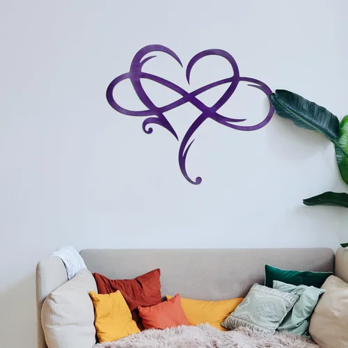 Miniatura 19 de MayLove-US Decoración de pared de metal con corazón infinito, decoración única de pared de corazón infinito, placa de letrero de amor, arte Blanco