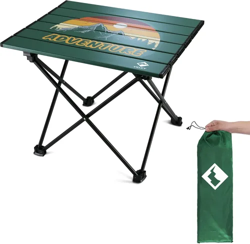 Miniatura 13 de VILLEY - Mesa auxiliar de aluminio portátil, ultraligera y plegable con bolsa de transporte, para acampar, cocinar al aire libre, picnic