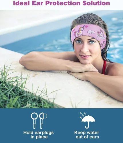 Miniatura 2 de MoKo Diadema de natación para niños y adultos, linda diadema Swinmmers para mantener el agua fuera, impermeable, banda de protección para los oídos
