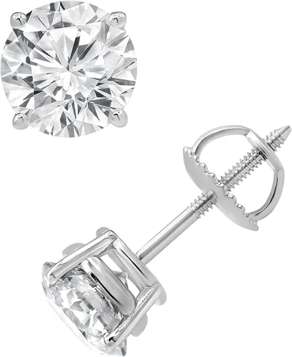 Aretes tipo dormilona de diamante solitario de 1.00 a 6.50 quilates para mujer, diamante cultivado en laboratorio de corte redondo, aretes de oro