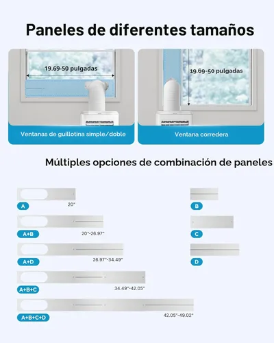 Miniatura 6 de Feelfunn Aire acondicionado portátil de 8000 BTU, 3 en 1, enfría 350 pies cuadrados, CA silenciosa con ventilador y deshumidificador, pantalla LED