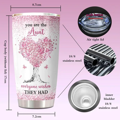 Miniatura 5 de ZANIION Vaso de regalo para tía de sobrina, sobrino, regalos para la mejor tía, ideas de regalo para tías, regalo de Navidad, día de la madre