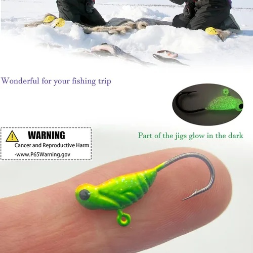 Miniatura 3 de 24 piezas de plantillas de pesca en hielo para Panfish Crappie Sunfish Walleye Ice Fishing Jig Box Accesorios de pesca en hielo Caja de aparejos