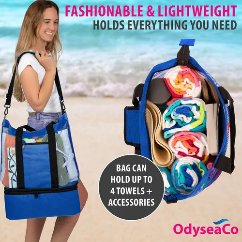Miniatura 4 de Odyseaco Bolsa de playa impermeable con hielera Bolsas de playa para mujer Vacaciones Beach Essentials Bolsa de piscina y bolsa de playa de malla