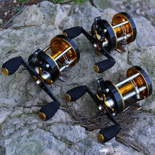Miniatura 7 de Sougayilang - Carrete de pesca redondo, carrete convencional, cuerpo de metal reforzado y arrastre supremo de estrella