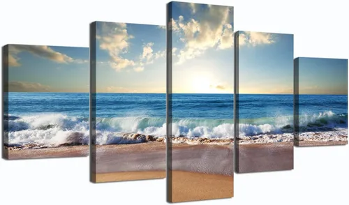 Yatsen Bridge Pintura moderna de paisaje sobre lienzo, 5 piezas, imágenes de playa y océano, arte de pared para sala de estar, decoración del hogar,