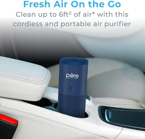 Miniatura 2 de Pure Enrichment® PureZone™ - Minipurificador de aire portátil, filtro True HEPA inalámbrico que limpia el aire y elimina el 99.97 % del polvo, Azul