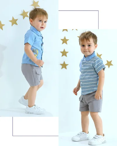 Miniatura 4 de KIMI BEAR Toddler Boys Clothes Baby Boy Outfit Summer Shirt Little Boy Shorts Set Cotton Clothes for Boys