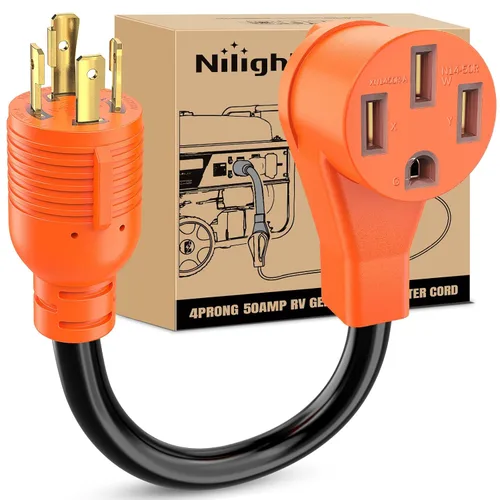 Miniatura 25 de Nilight - 50033R Adaptador de enchufe RV de 18 pulgadas, 50 amperios a 30 amperios, adaptador eléctrico de Dogbone de alta resistencia con mango 115G