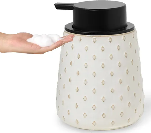 Miniatura 10 de Dispensador de jabón con bomba fácil de prensar, dispensador de jabón de manos recargable de 12 onzas, encimera de baño y fregadero de cocina