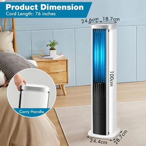 Miniatura 7 de GOFLAME Enfriador de aire evaporativo portátil, ventilador de refrigeración de aire 3 en 1 con control remoto, 4 velocidades de viento, función