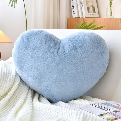 XVTRU Almohadas de Corazón Azul Polvoriento, Bonita Almohada Decorativa de Corazón, Almohadas Decorativas en Forma de Corazón para Cama, Cojín de