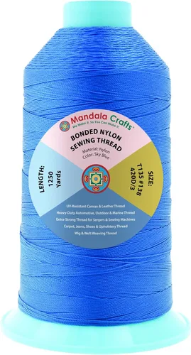 Miniatura 184 de Mandala Crafts - Hilo de nailon para coser cuero, tapicería, mezclilla y para trenzar el pelo; resistente, 1500 yardas, tamaño 69 T70 Marrón