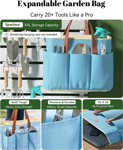 Miniatura 4 de VerdantVibes Juego de herramientas de jardín de 9 piezas, herramientas de mano de jardinería resistentes con agarres ergonómicos antideslizantes