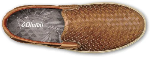 Miniatura 6 de OLUKAI Lae'ahi Lauhala - Zapatos de cuero tejido para hombre, versátiles tenis de cuero para uso diario, diseño fácil de poner, uso durante todo