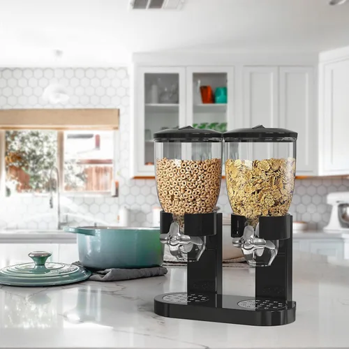 Miniatura 2 de Dispensador de alimentos duales: dispensador de alimentos secos perfecto como dispensador de dulces, nueces, arroz, granola, cereales y más.