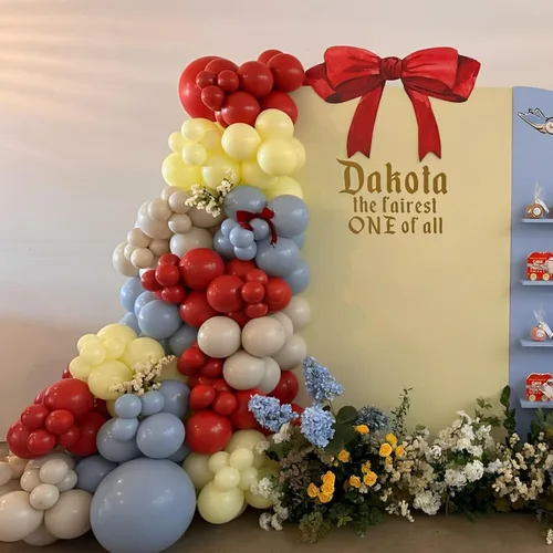 Miniatura 3 de Kit de arco de guirnalda de globos de princesa, 137 globos de látex rojos, azules, amarillos, para cumpleaños, baby shower, cuentos de hadas