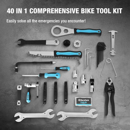 Miniatura 3 de DURATECH Kit de reparación de bicicletas de 40 piezas, kit completo de herramientas de bicicleta con estuche de almacenamiento, herramientas