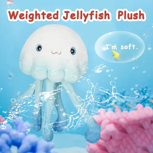 Miniatura 3 de Niuniu Daddy 23 pulgadas 3.3 libras de peluche con peso de medusa para niños y adultos, lindos animales de peluche con peso de medusa, almohada
