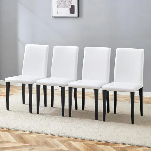 Miniatura 9 de AZmac Juego de 2 sillas de comedor modernas negras, sillas de cocina tapizadas de piel sintética con respaldo alto y asiento acolchado, sillas