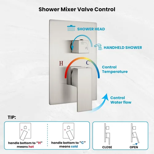 Miniatura 6 de gotonovo Sistema de ducha de lluvia para baño, juego de cabezal y mango de ducha de lluvia montado en la pared, conjunto completo combinado de latón