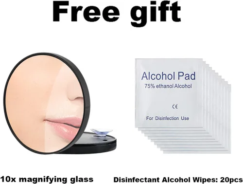 Miniatura 2 de Kit de eliminación de puntos negros, extractor de comedona de acné de acero inoxidable con lupa 10X y 20 almohadillas de alcohol al 75%, eliminación