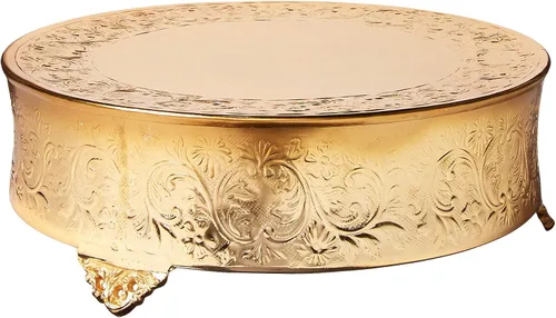 Miniatura 6 de Elegance Soporte redondo para tartas de boda, 14 pulgadas, dorado
