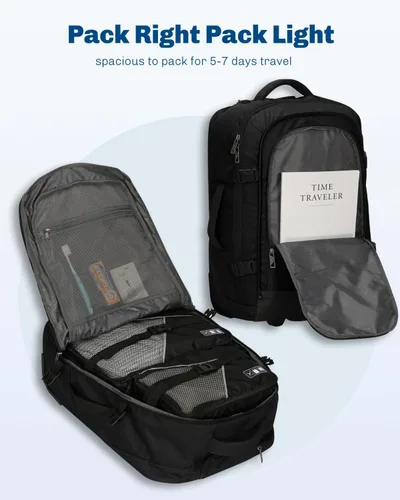 Miniatura 3 de Hynes Eagle Mochila de viaje 2 en 1 de 22 pulgadas, equipaje de mano de 63L, mochila con ruedas para hombres y mujeres con cubos de embalaje, juego