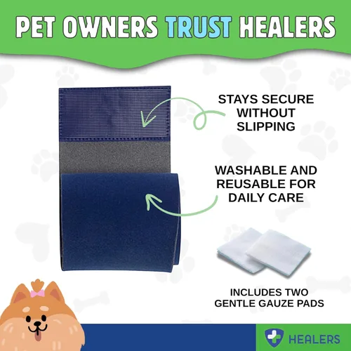 Miniatura 7 de Healers PetCare - Vendajes ajustables para perros con insertos de gasa, envoltura elástica transpirable para cuidado de heridas y apoyo articular