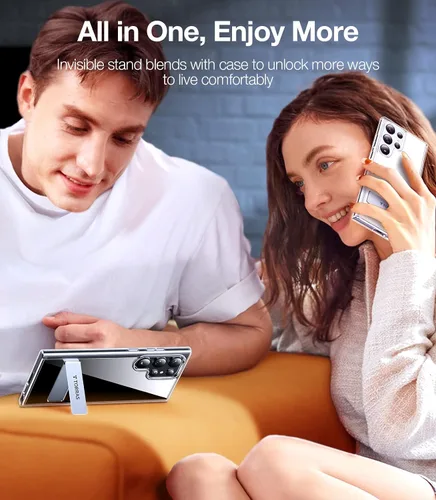 Miniatura 6 de TORRAS Funda transparente para Samsung Galaxy S23 Ultra con función atril que nunca amarillea, [soporte integrado de 3 vías]