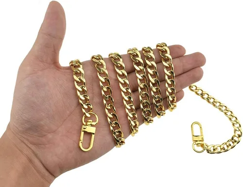 Miniatura 52 de HAHIYO Correa metálica de cadena para bolso de 43.3' de oro para bolso cruzado, bandolera y bolso de mano, cómoda y plana de 0.4' de ancho, extra
