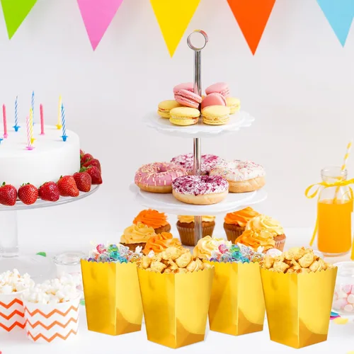 Miniatura 5 de Meanplan Cajas de palomitas de maíz, mini soporte de papel para palomitas de maíz, contenedor de cartón para aperitivos, bolsas desechables