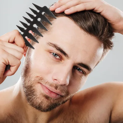 Miniatura 5 de 2 peines de textura para hombres de cabello de doble cara, peines de pelo de cabeza de aceite para salón profesional y peluquería, dos estilos