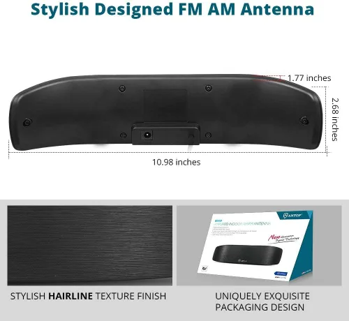 Miniatura 2 de Antop Antena de radio para interiores de alta ganancia, antena AM FM multidireccional amplificada de 50 millas con amplificador de señal y filtro 4G