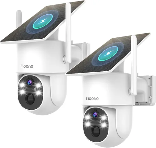 Miniatura 10 de Noorio Cámara de seguridad solar 2K inalámbrica para exteriores, inclinación panorámica de 360°, WiFi 6 de doble banda 2.4/5GHz, visión nocturna a