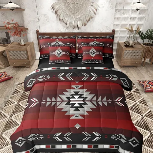 Miniatura 56 de Feelyou Juego de edredón geométrico del suroeste para niños y niñas, edredón nativo del suroeste, tamaño individual, juego de ropa de cama