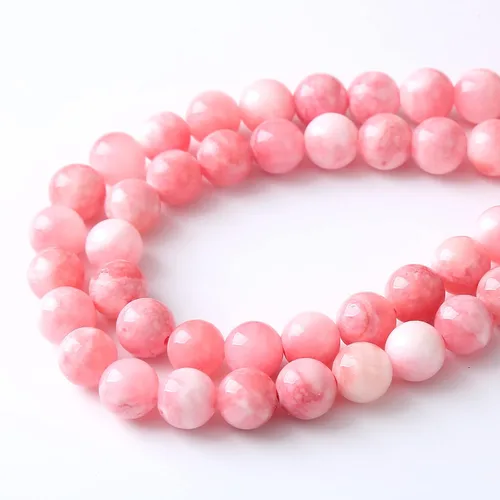 Miniatura 5 de 32 piezas de cuentas de gema de jade persa natural rosa blanco de 12 mm, cuentas sueltas redondas para hacer joyas, pulseras y collares DIY, Jade
